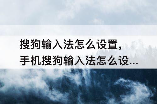 搜狗输入法怎么设置，手机搜狗输入法怎么设置快捷键