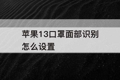 苹果13口罩面部识别怎么设置