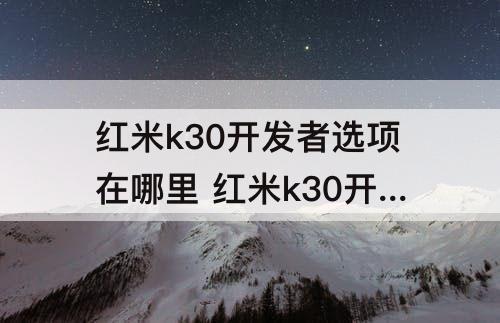 红米k30开发者选项在哪里 红米k30开发者选项在哪里打开