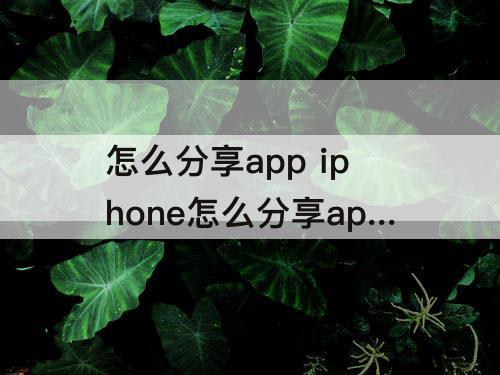 怎么分享app iphone怎么分享app给别人