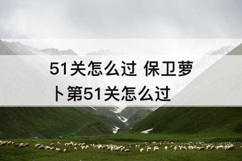 51关怎么过 保卫萝卜第51关怎么过