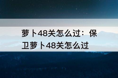 萝卜48关怎么过：保卫萝卜48关怎么过