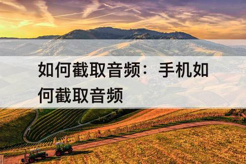 如何截取音频：手机如何截取音频