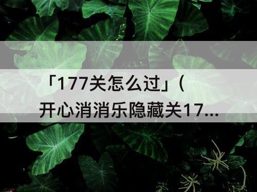 「177关怎么过」(开心消消乐隐藏关177关怎么过视频教程)