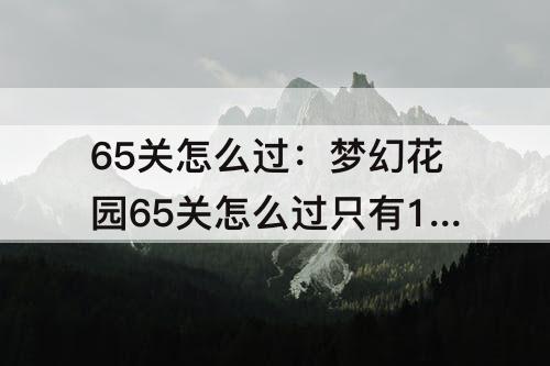65关怎么过：梦幻花园65关怎么过只有13步