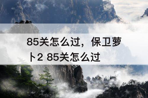 85关怎么过，保卫萝卜2 85关怎么过