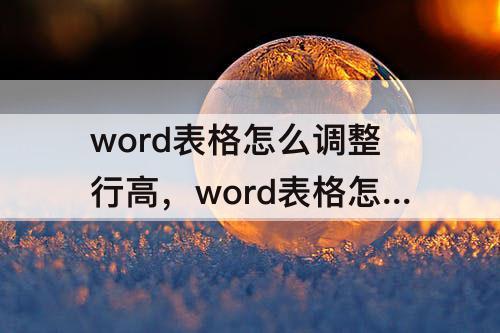 word表格怎么调整行高，word表格怎么调整行高上下左右宽度