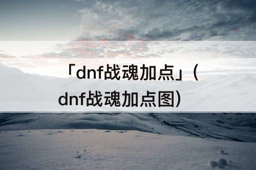 「dnf战魂加点」(dnf战魂加点图)