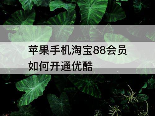 苹果手机淘宝88会员如何开通优酷