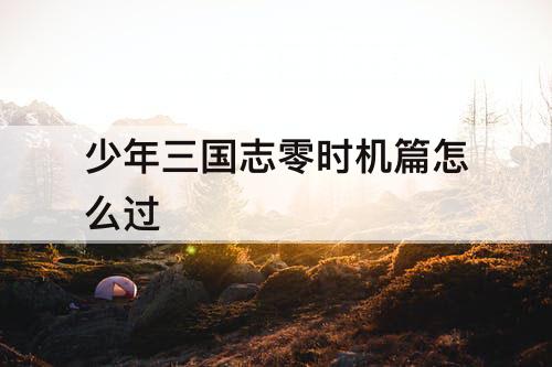 少年三国志零时机篇怎么过