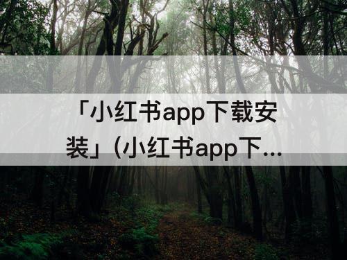 「小红书app下载安装」(小红书app下载安装小红书穿衣搭配)