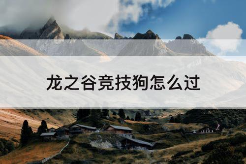 龙之谷竞技狗怎么过