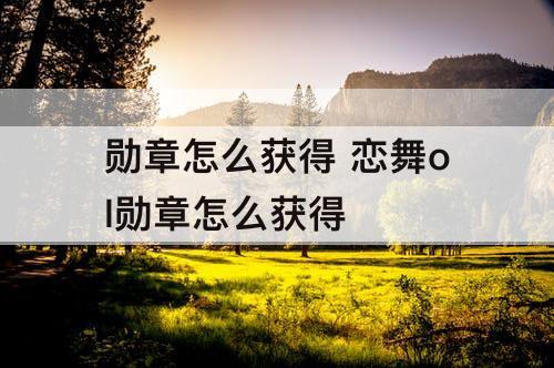 勋章怎么获得 恋舞ol勋章怎么获得