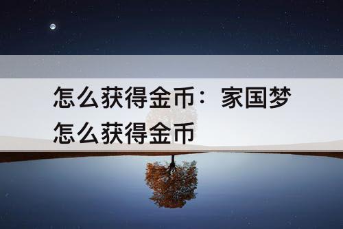 怎么获得金币：家国梦怎么获得金币