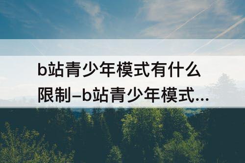 b站青少年模式有什么限制-b站青少年模式有什么限制 设置时间