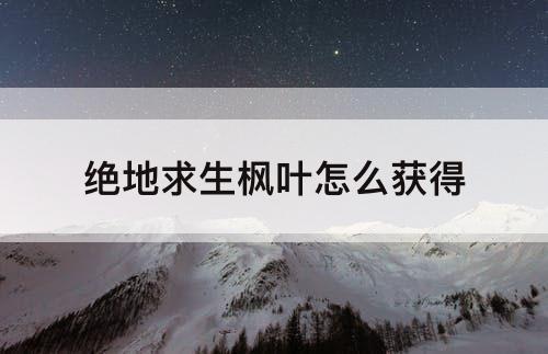 绝地求生枫叶怎么获得