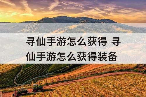 寻仙手游怎么获得 寻仙手游怎么获得装备