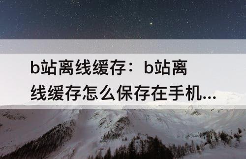 b站离线缓存：b站离线缓存怎么保存在手机本地