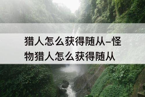猎人怎么获得随从-怪物猎人怎么获得随从