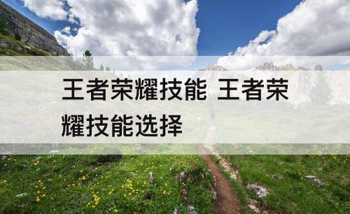 王者荣耀技能 王者荣耀技能选择