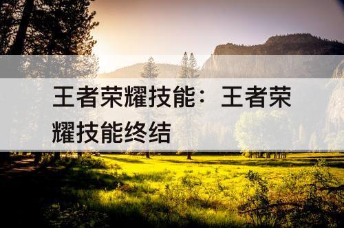 王者荣耀技能：王者荣耀技能终结