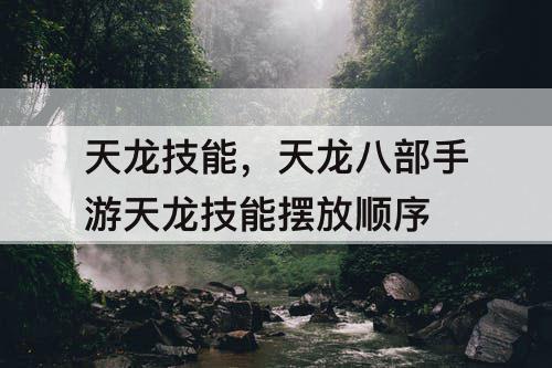天龙技能，天龙八部手游天龙技能摆放顺序