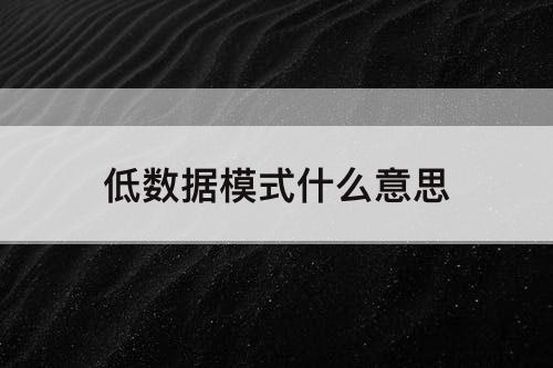 低数据模式什么意思