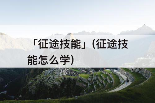 「征途技能」(征途技能怎么学)
