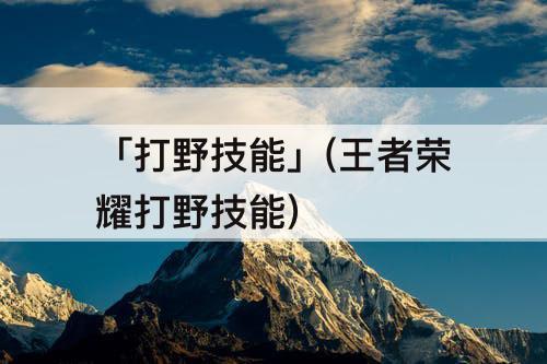 「打野技能」(王者荣耀打野技能)