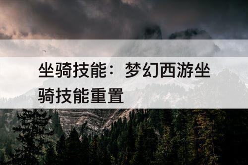 坐骑技能：梦幻西游坐骑技能重置