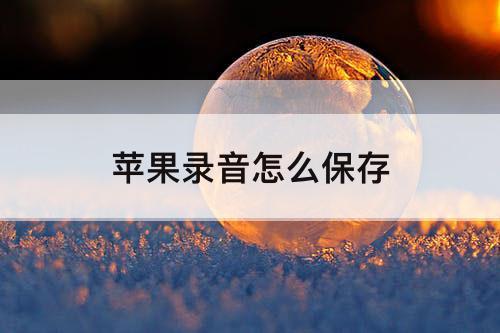 苹果录音怎么保存