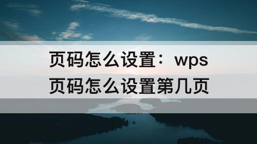 页码怎么设置：wps页码怎么设置第几页