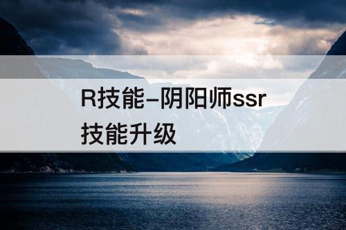 R技能-阴阳师ssr技能升级