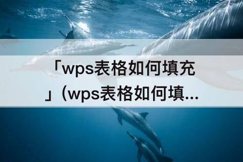 「wps表格如何填充」(wps表格如何填充一样的内容)