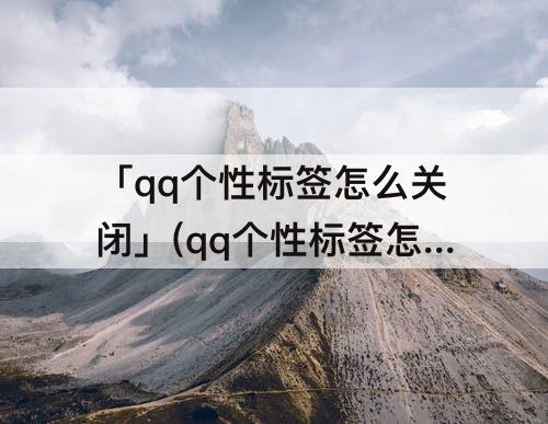 「qq个性标签怎么关闭」(qq个性标签怎么关闭圈圈模式)