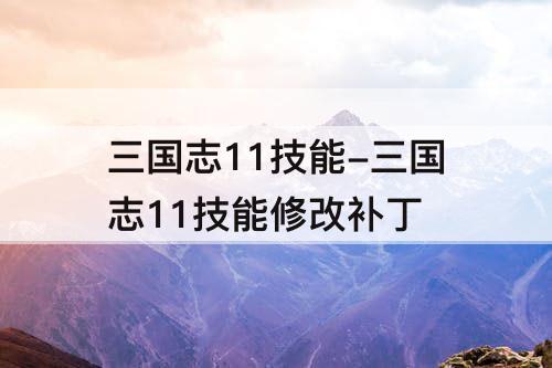 三国志11技能-三国志11技能修改补丁