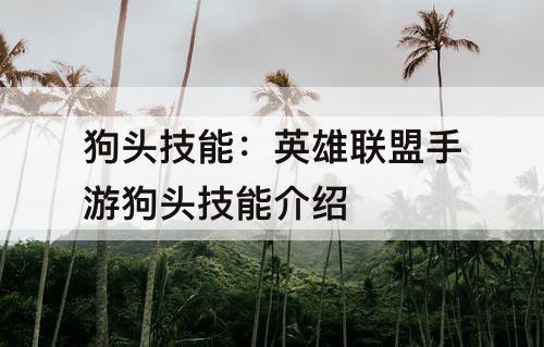 狗头技能：英雄联盟手游狗头技能介绍