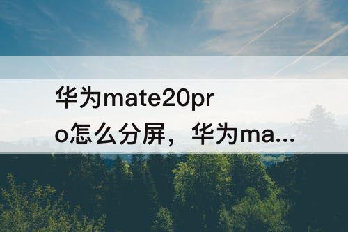 华为mate20pro怎么分屏，华为mate20pro怎么分屏看抖音