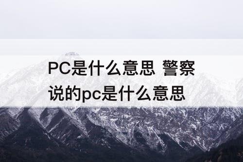 PC是什么意思 警察说的pc是什么意思