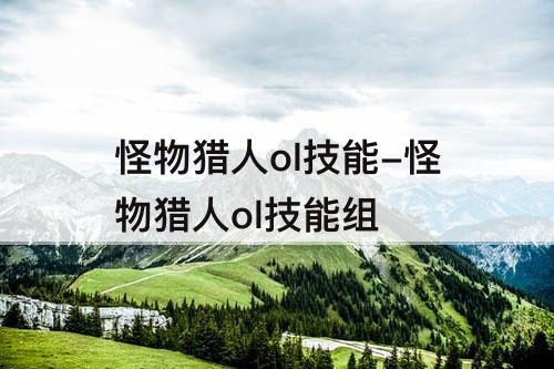 怪物猎人ol技能-怪物猎人ol技能组
