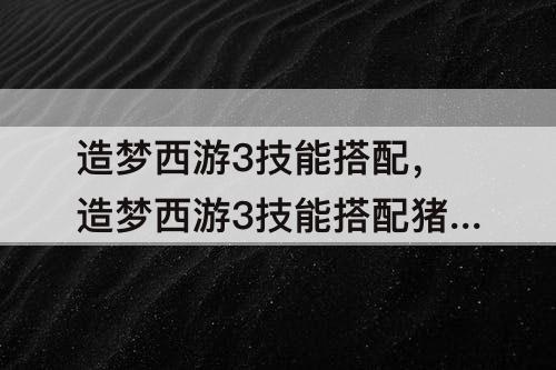 造梦西游3技能搭配，造梦西游3技能搭配猪八戒