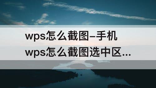 wps怎么截图-手机wps怎么截图选中区域