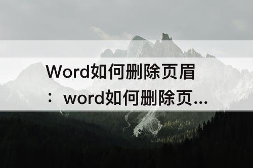 Word如何删除页眉：word如何删除页眉下划线