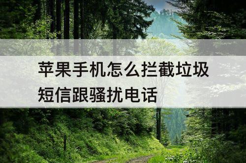 苹果手机怎么拦截垃圾短信跟骚扰电话