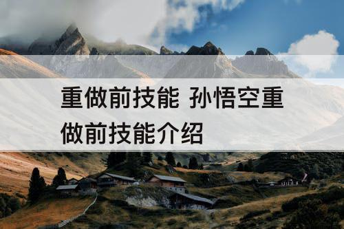 重做前技能 孙悟空重做前技能介绍