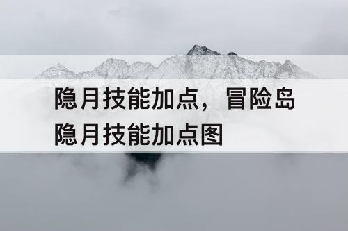 隐月技能加点，冒险岛隐月技能加点图