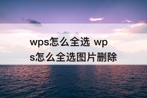 wps怎么全选 wps怎么全选图片删除