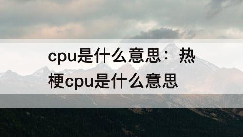 cpu是什么意思：热梗cpu是什么意思