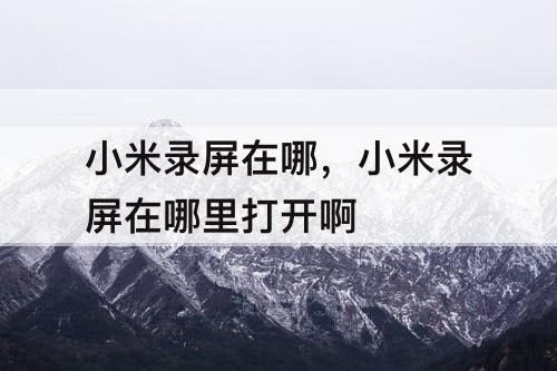 小米录屏在哪，小米录屏在哪里打开啊