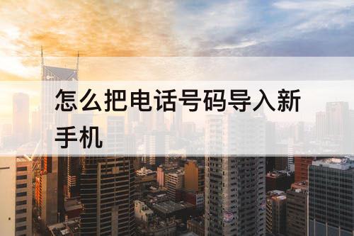 怎么把电话号码导入新手机